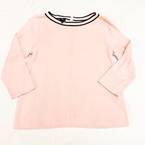 Talbots Pink Crew Neck Sweater Black Band Size XL